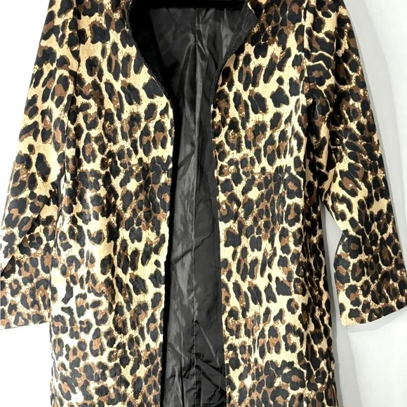 New Leopard Open Front Blazer Lightweight Corduroy Fully Lined Size Small - Picture 3 of 7